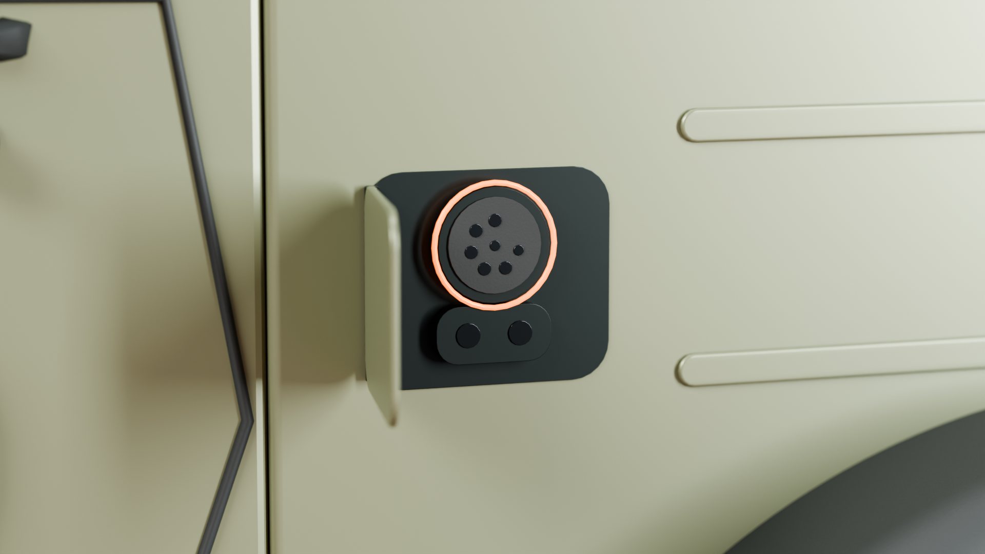 The CCS2 charging inlet with its status ring
