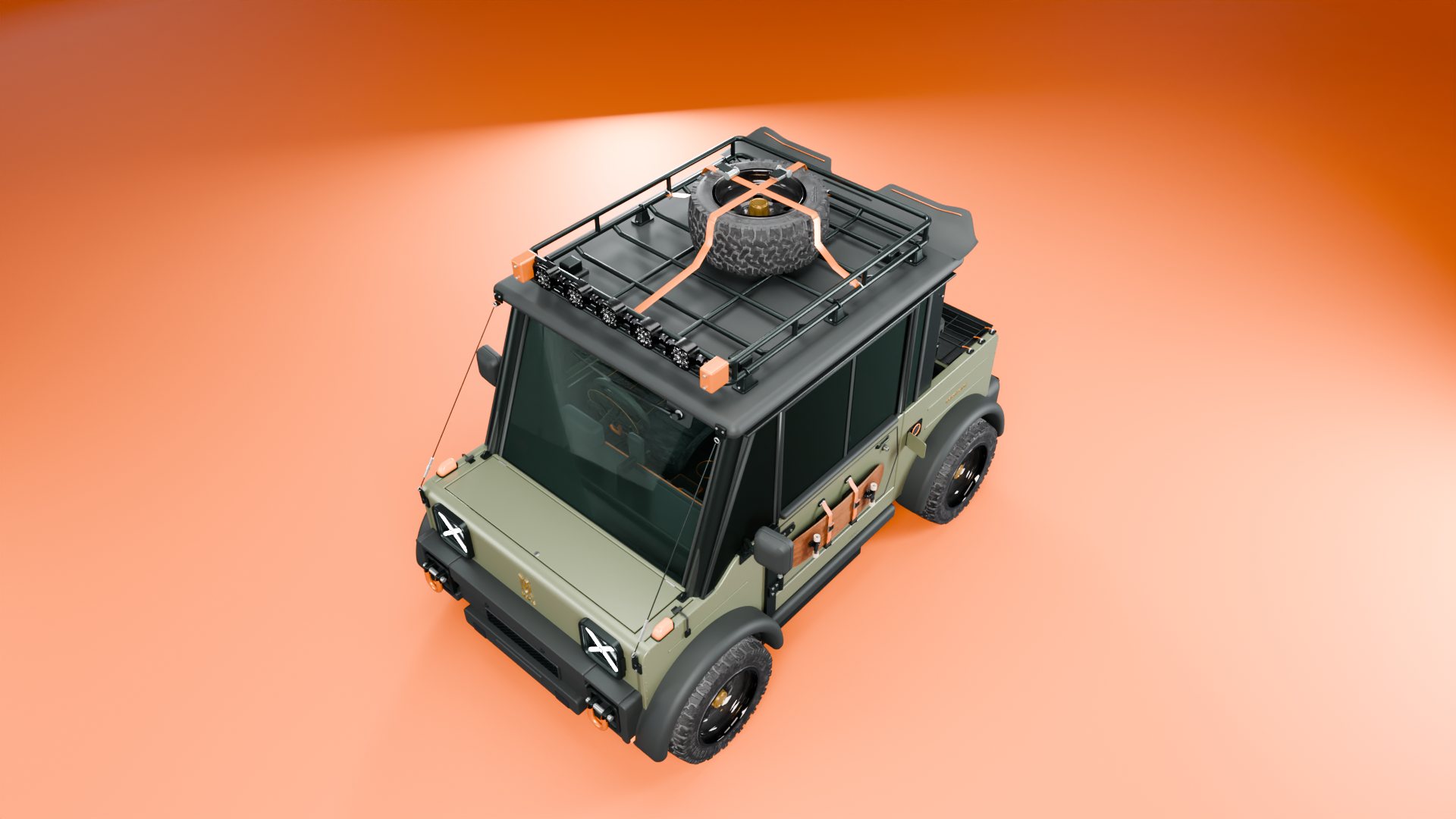 High three-quarter view of the roof carrier
